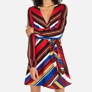 Express Multicolor Striped Long Sleeve Dress
